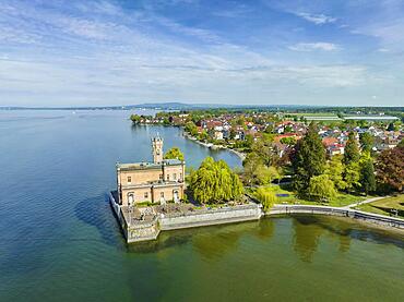 Aerial view of Montfort Castle near Langenargen, Bodenseekreis Baden-Wuerttemberg, Germany, Europe