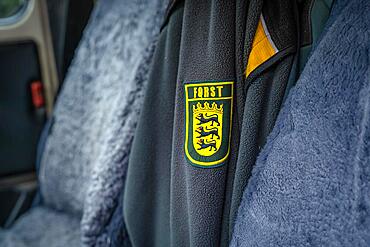 Jacket of the forest in off-road vehicle, Bad Wildbad, Black Forest, Germany, Europe