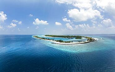 Aerial View, Lankanfushi, Paradise Island with Water Bungalows, North Male Atoll, Indian Ocean, Maldives, Asia