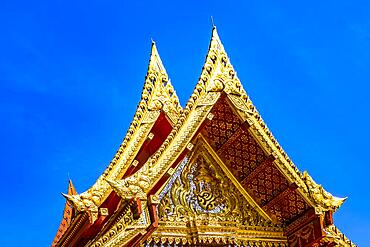 Gable of the Siamese Temple Sala-Thai II in the spa garden Bad Homburg vor der Hoehe, Hesse, Germany, Europe