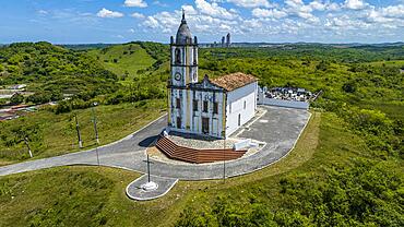 Aerial of Bom Jesus dos Navegantes church, Laranjeiras, Sergipe, Brazil, South America