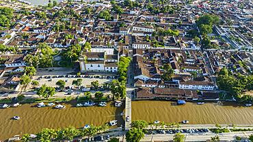 Aerial of the Unesco world heritage site Paraty, Brazil, South America