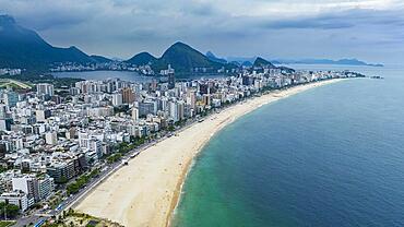 Aerial of Leblon beach, Rio de Janeiro, Brazil, South America