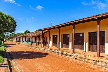 Old colonial houses, mission of Concepcion, Unesco site Jesuit Missions of Chiquitos, Bolivia, South America