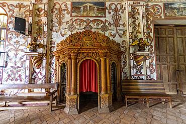 Interior of the San Miguel de Velasco mission, Unesco site Jesuit Missions of Chiquitos, Bolivia, South America