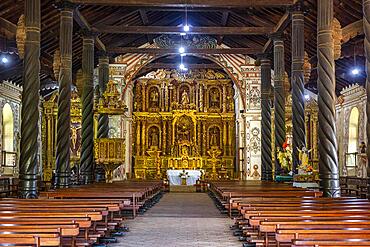 Interior of the San Miguel de Velasco mission, Unesco site Jesuit Missions of Chiquitos, Bolivia, South America