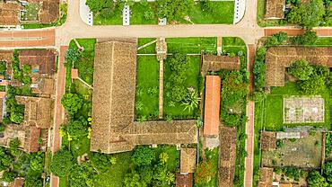 Aerial of the San Miguel mission, Unesco site Jesuit Missions of Chiquitos, Bolivia, South America