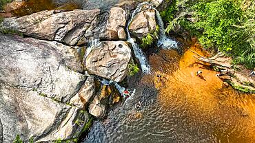 Aerial of the Cuevas Waterfalls, Samaipata, Bolivia, South America