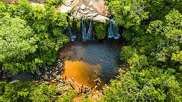 Aerial of the Cuevas Waterfalls, Samaipata, Bolivia, South America