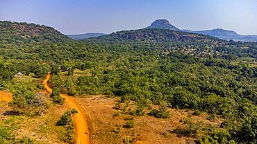 Aerials of the mountain scnerey in Fouta Djallon, Guinea Conakry