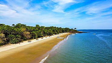 Aerial of a sandy beach in Rubane, Bijagos archipelago, Guinea Bissau