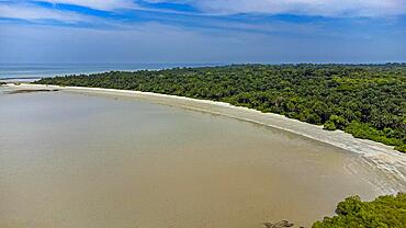 Aerial of Joao Viera island, Marinho Joao Vieira e Poilao National Park, Bijagos archipelago, Guinea Bissau