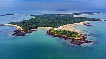 Aerial of Joao Viera island, Marinho Joao Vieira e Poilao National Park, Bijagos archipelago, Guinea Bissau