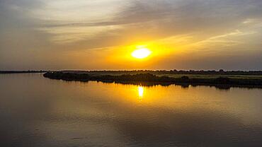 Evening light over River Gambia National Park, Gambia, Africa