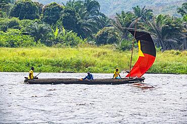 Traditional sailing boat on the Congo river, Republic of Congo