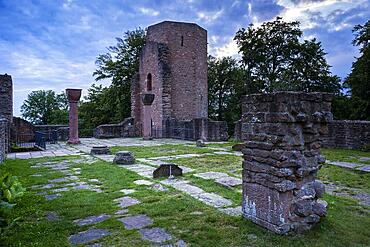 Ruins of St. Michael's Monastery (St. Michael Kloster) on the Heiligenberg in the evening at dusk, Heidelberg, Baden-Wuerttemberg, Germany, Europe