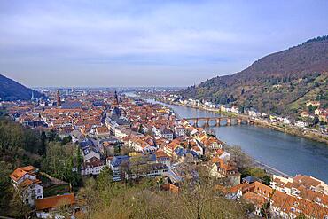 View over the historic old town of Heidelberg, Baden-Wuerttemberg, Germany, Europe