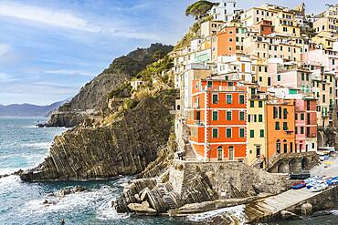 Beautiful Riomaggiore, the most southern village of the Cinque Terre, Liguria, Italy, Europe