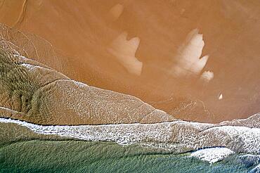 Sandy beach beach, Praia de porto mos, Aerial view, Lagos, Algarve, Portugal, Europe