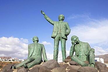 Saulo Toron, Tomas Morales and Alonso Quesada, Agaete, Las Palmas Province, Gran Canaria, Canary Islands, Spain, sculpture by local poets, from left, Europe