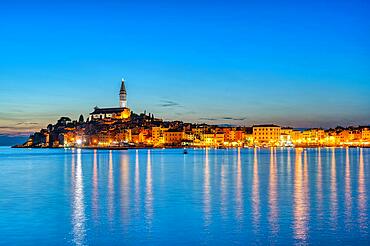 View of the beautiful old town of Rovinj in Croatia at night