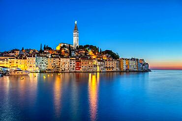 View of the old town of Rovinj in Croatia at night