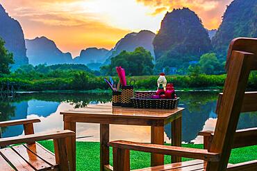 Trang An, a scenic area near Ninh Binh, Vietnam inscribed as a UNESCO World Heritage Site in 2014