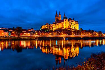 Panoramic view of Albrechtsburg and Cathedral Meissen, Germany, Europe