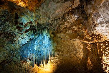 Stalagmites, stalactites, limestone deposits, Lipa Cave, Lipska pecina, Cetinje, Montenegro, Europe