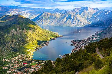 View of the Bay of Kotor from Lovcen National Park, Montenegro, Europe