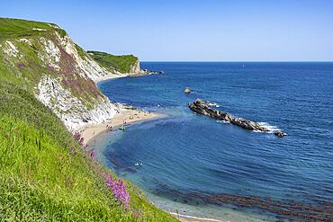 Man O'war Bay on the Jurassic Coast near Durdledoor, West Lulworth, Dorset, England Great Britain