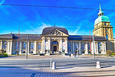 Darmstadt, Germany, March 2020: Front view of facade of 'Hessisches Landesmuseum', a large multidisciplinary Hessian state, Europe