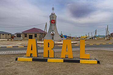 Aral sign, Aralsk, Aral lake, Kazakhstan, Asia