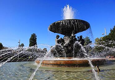 Fountain Stormy Waves by Robert Diez, Albertplatz, an approximately circular square in the district of Innere Neustadt, Dresden, Saxony, Germany, Europe