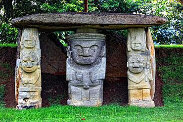 Republic of Colombia, San Augustin, Departamento Huila, archaeological site, prehistoric statues carved from lava and basalt, Colombia, South America