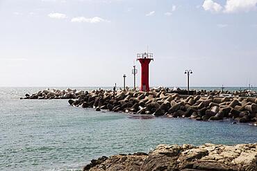 Gongsuhaean-gil harbour, Busan, South Korea, city by the sea, waterfront walk, coast, summer, sun, lighthouse, Asia