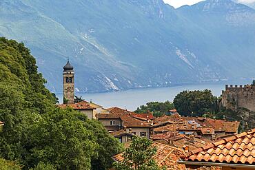 View over the roofs of Thenn on Lake Garda in the municipality of Riva del Garda of the province of Trentino Northern Italy Europe