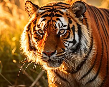 Indian Tiger, portrait, Sunset, AI generated