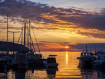 Sunset at the port of Koper Slovenia