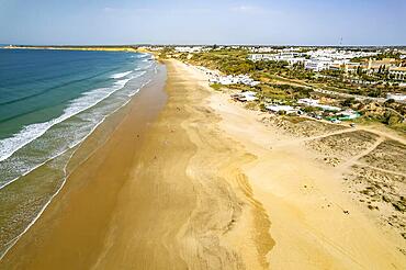 Playa de La Fontanilla beach from the air, Conil de la Frontera, Costa de la Luz, Andalucia, Spain, Europe