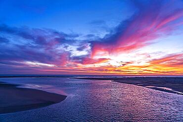 Sunset at the mouth of the Rio Salado in Conil de la Frontera, Costa de la Luz, Andalusia, Spain, Europe