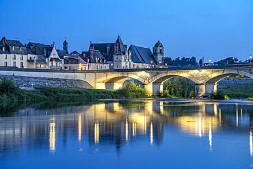 Loire Bridge at dusk, Amboise, France, Europe