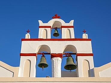 Bell Tower of Greek Orthodox Church of Presentation of Mother of Lord, Ia, Oia, Santorini, Greece, Europe