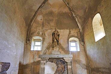 Interior of a church, figure of a saint, church, Chiesa di Santa Caterina, Montalbano Elicona, town, Nebrodi National Park, Sicily, Italy, Europe