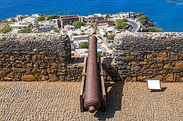 Cannon and loop-hole. Ciudad Velha. Cidade Velha. Santiago. Cabo Verde. Africa