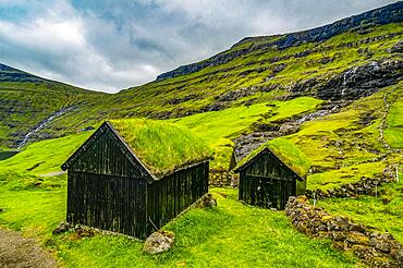 Museum of overgrown houses, Saksun, Streymoy, Faroe islands, Denmark, Europe