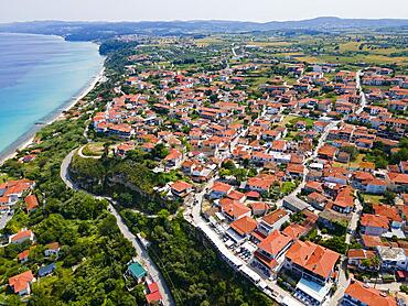 Aerial view, Afytos, Afitos, Athitos, Kassandra Peninsula, Chalkidiki, Greece, Europe