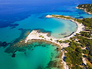 Aerial view, Karidi beach, Karydi, Vourvourou, Sithonia, Chalkidiki, Central Macedonia, Greece, Europe