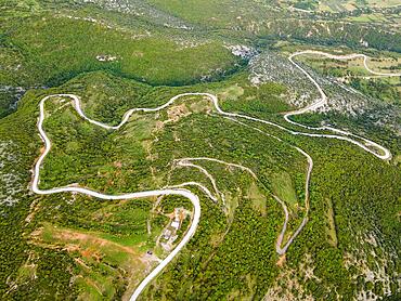 Aerial view, path to the viewpoint on the river Nestos or Mesta, Nestos Gorge, Galani, Macedonia and Thrace, Greece, Europe