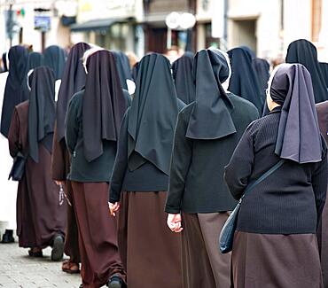 Nuns at the Corpus Christi procession 2023 in Krakow, Poland, Europe